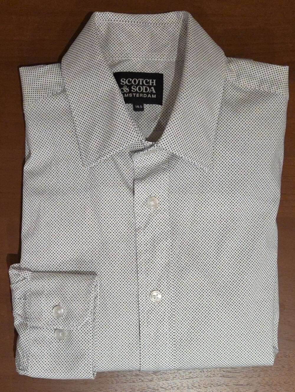 Scotch & Soda White Shirt with Black Microdot Pattern